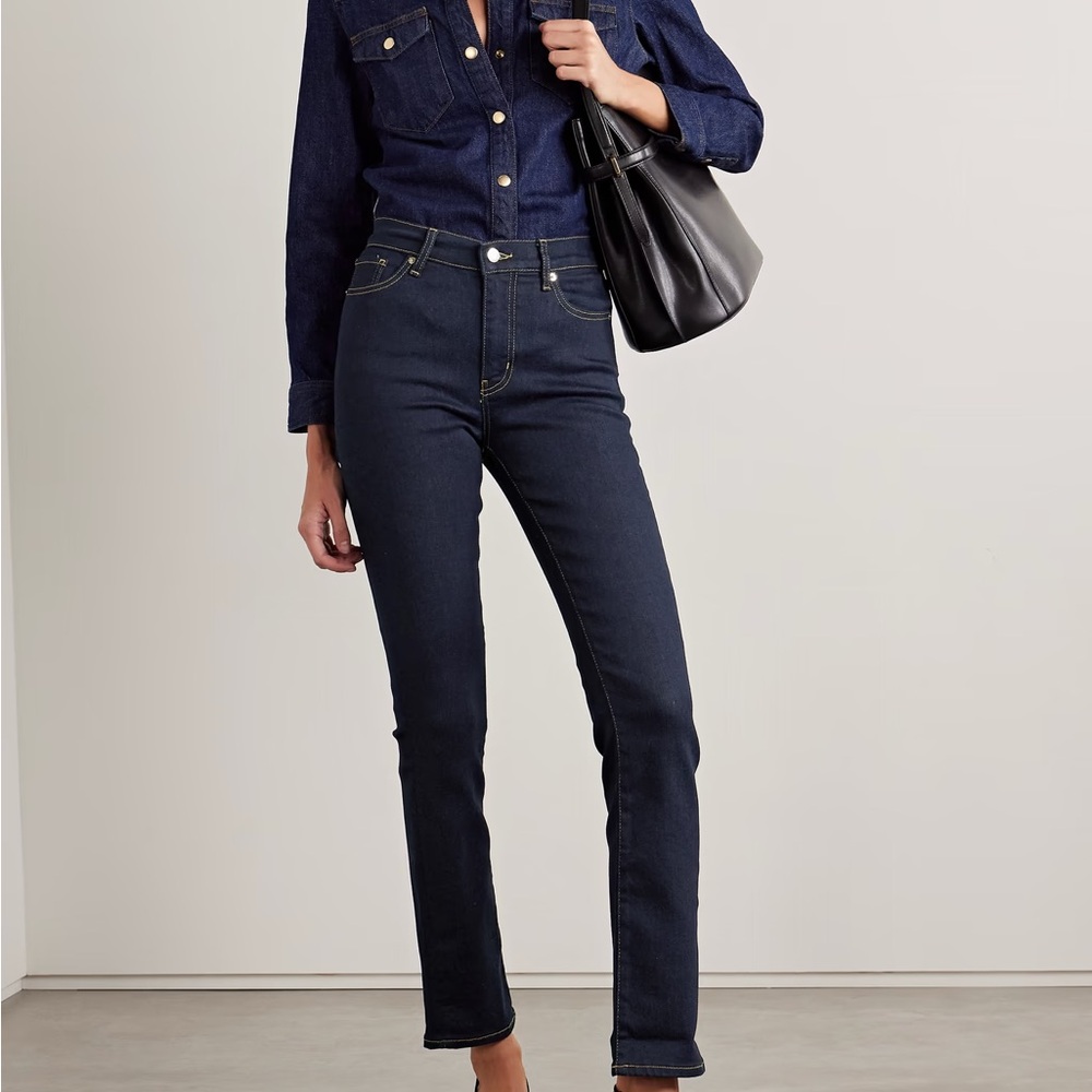 Frame Denim Dark Blue Le-High Rise Slim-Leg Women's Jeans